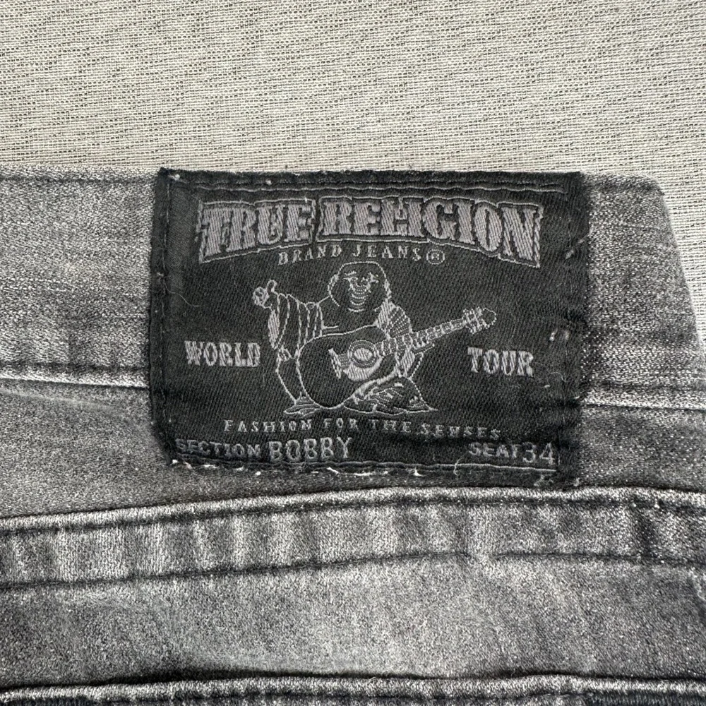 VTG True Religion Bobby Jeans Mens 30 Straight Leg Gray Faded Denim USA Made